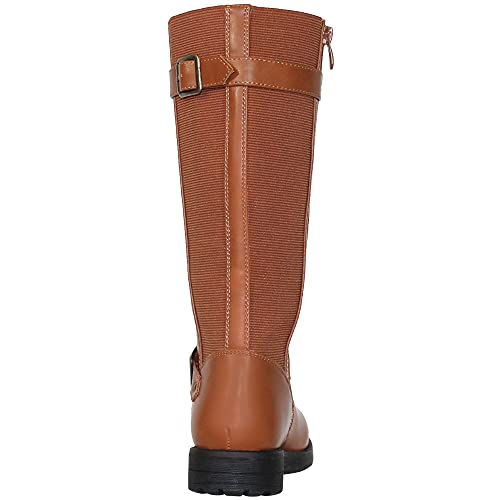 Generation Y Girl's Mid-Calf Knee-High Boots Riding Zip Closure Brown Tan Size 5 #TOP3