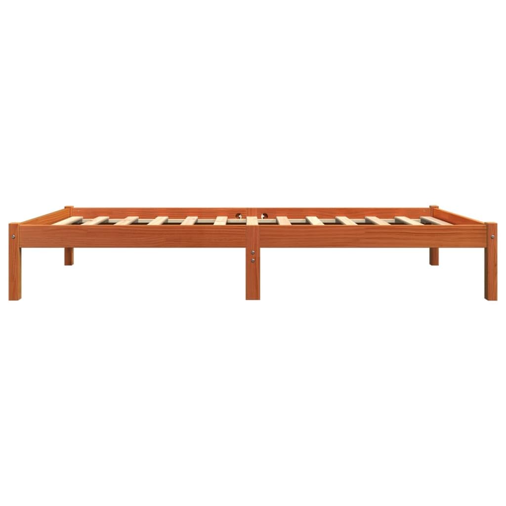 vidaXL Estructura de Cama, Somier de Listones de Invitados, Armazón de Cama, Mueble para Dormitorio, Madera Maciza de Pino Marrón Cera 100x200 cm