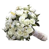 HEROEOT Wedding Bouquet Handmade Artificial Flower Rose Bridal Bouquet for Wedding Decoration Ramos de Novia Cheerfully(HLHS-086)