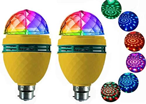HIRU b22d 360 Degree Crystal Rotating Bulb Magic Disco LED Light (Multicolor) - Pack of 2-image-10