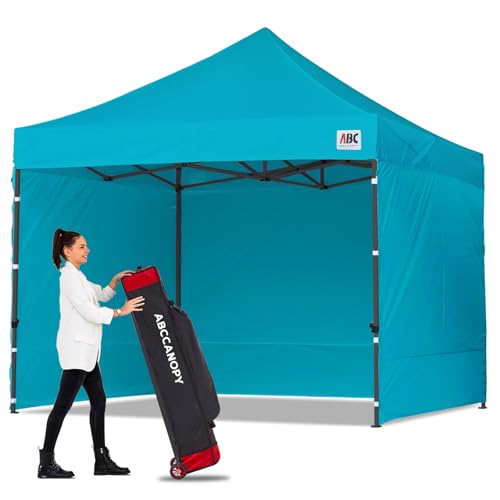 Image of ABCCANOPY Heavy Duty Easy Pop up Canopy Tent with Sidewalls 10x10, Turquoise