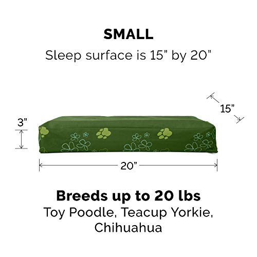 Image of Furhaven Water-Resistant Orthopedic Dog Bed for Small Dogs w / Removable Washable Cover, For Dogs Up to 20 lbs - Indoor /Outdoor Garden Print Mattress - Jungle Green, Small