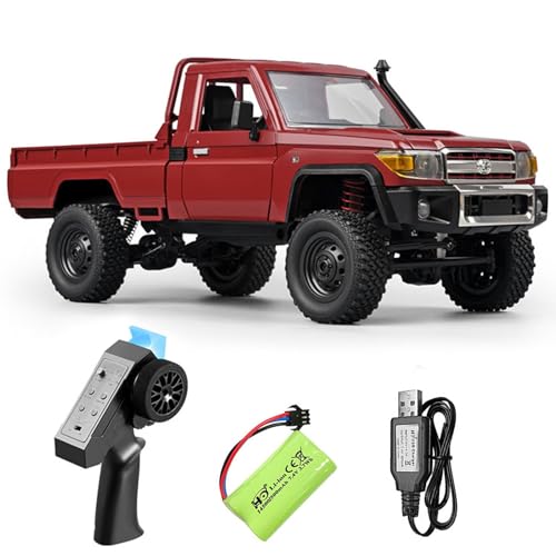 linzezon RC Rock Crawler RC Truck, 4x4 LC79 Off-Road Remote Control Car,1/12 Scale with 2.4GHz,280 Brushed Motor,Proportional Throttle Steering,RTR All-Terrain Hobby Toy for Adults (Red 1Battery)