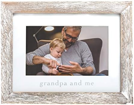 Pearhead Grandpa & Me Keepsake Rustic Picture Frame, New Grandpa Gifts from Baby, Distressed Wood, 4" x 6"