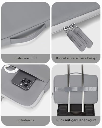 Soulgo Tragbare Monitorhülle 15,6 16,1 Zoll, PU Leder Schutzhülle für die meisten 15,6/16,1\ Tragbaren Monitore, wasserdichte Laptop Display Tasche mit Fronttasche, (Grau)
