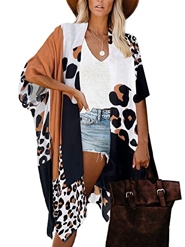 Image of Spicy Sandia Kimonos for Women Floral Beach Cover Up Loose Swimsuit Bathing Suit Coverup Cardigan for Summer Swimwear