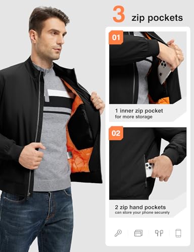 TBMPOY Men's Winter Lightweight Bomber Jackets Water Resistant Fall Casual Windbreakers Quilted Full Zip Windproof Work Coats4