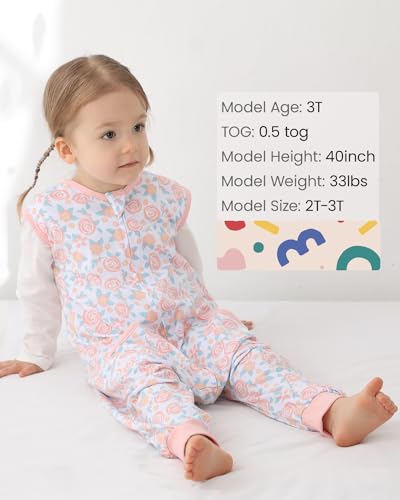 Image of HOMEAL Sleep Sack with Legs 2t-3t,Toddler Light Wearable Blanket Baby, Sleep Sack Baby for Early Walkers
