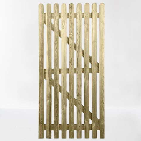 md carpentry Wooden Garden Picket Gate, Pressure Treated, 150cm High x 105cm Wide x 6cm Deep, Green, Wood
