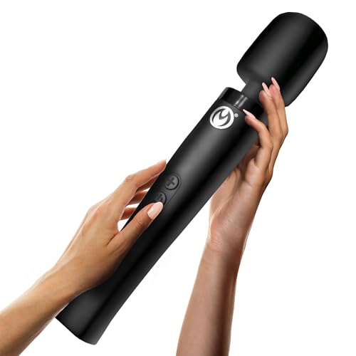 MASTER SERIES Thunderstick Pro Wand Massager for Beginners, Men, Women, & Couples. Super Powerful Vibes and Flexible Silicone Head. Designed for International Travel. Rechargeable. 6 Pieces, Black.