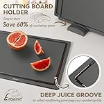 Empune Plastic Cutting Board Set, Recycled Plastic Cutting Boards for Kitchen (Set of 3), Dishwasher Safe Large Chopping Board with Holder, Non-slip Feet and Juice Grooves, Nonporous, Grey - Image 4