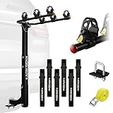 ARKSEN 3 Bike Rack, Heavy Duty Bicycle Carrier, Rear Hitch Mount with 2" Receiver, Tie Down Strap, Anti-Rattle Hitch Tightener & Anti-Sway Cradle Straps, for Car, Truck or SUV Transport