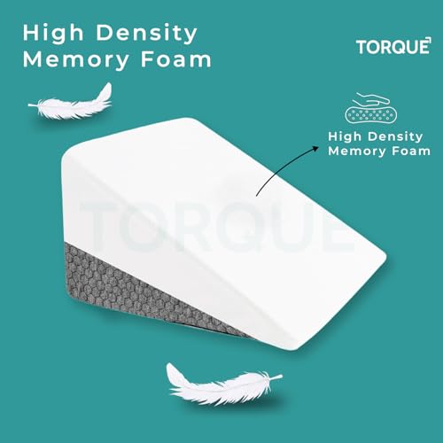 Image of Torque Wedge Pillow for Leg Elevation- Dark Grey- 1 Pcs | Leg Elevation Pillow for Varicose Veins | Memory Foam Orthopedic Cushion HR-Legs Pain Relief Pillow for Sleeping