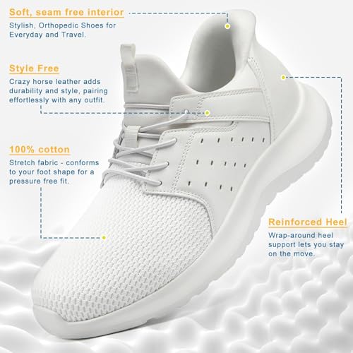 Image of Hands Free Slip On Shoes for Men Walking Casual Sneaker Arch Support Memory Foam Mesh Light Cushioning Fashion Breathable Stylish Black White Tan Grey