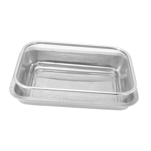 ABOOFAN 1Set Rectangular Stainless Steel Oil Drain Rack with Baking Versatile Colander for Cooling Cakes Cookies Fried Foods and Draining Fruits Dishwasher Safe Kitchen Tool