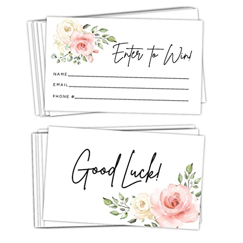 Your Main Event Prints 100 Pcs Pink Floral Watercolor Enter to Win Raffle Tickets Cards 3.5 x 2 Inch Enter to Win Raffles, Ballot Box, Contests, with Space for Name, Phone, and Email