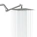 LORDEAR SLE16003 Solid Square Ultra Thin 304 Stainless Steel Brushed Nickel 10 Inch Adjustable Rain Shower Head with Solid Brass Brushed Nickel 11 Inch Adjustable Extension Arm