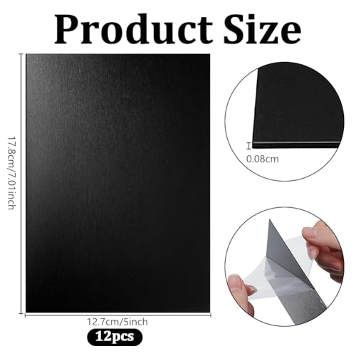 OLYCRAFT 12 Stück Schwarze Aluminiumplatten 12.7x17.8cm Aluminium Gravurrohlinge Platte 0.8mm Dünne Wärmebehandelbare Metallplatten Rechteckige Platte für Basteln DIY Hausdekoration