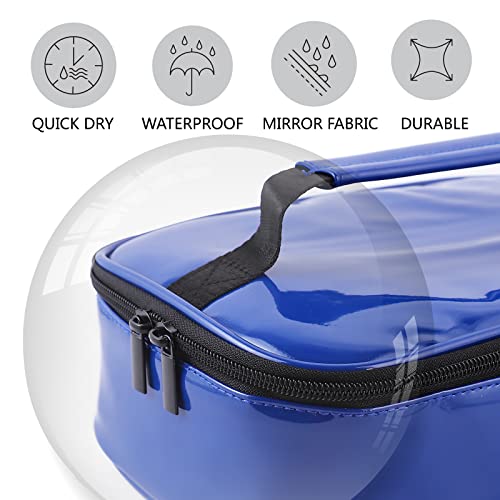 Ontesy Small Lunch Box For Men Women, Patent Leather Lunch Bag Thermal Insulated Mini Lunchbox Lunch Pail Reusable Food Container Snack Bag (Royal Blue) #TOP3