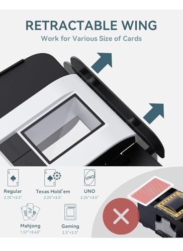 Image of BEBO CREATIONS Adult Automatic Card Game Shuffler - One-Press AUTO & Manual Mode,Electric Shuffling Machine for 1-2 Decks,Low Noise,Rechargeable & Portable Shuffler Machine for Poker,UNO,Blackjack