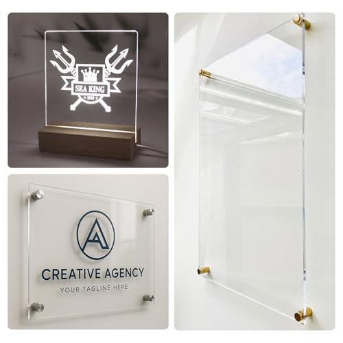 Image of 8x10 inch Plexiglass Sheets 1 /8 inch Thick,3mm Clear Acrylic Sheet 2 Pack | Plexi Glass Panel for DIY Project, Craft, Window Glass, Picture Frame, Table Top,Acrylic Sign and Wedding Invitation