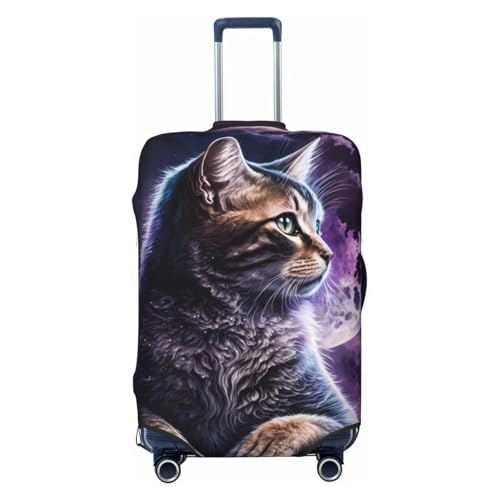 Purple Moon Cat For Travel Luggage Cover Suitcase Protector Fits 18-32 Inch Travel Luggage Protector Elastic Luggage Anti-Scratch Suitcase Cover