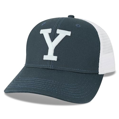 Legacy NCAA Officially Licensed Baseball Hat, Yale Bulldogs, Lightweight Cap for Men & Women, Mid-Pro Snapback Adjustable (MPS), Navy/White Trucker, One Size Fits Most, Snapback Closure