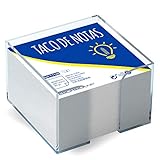 Material 100% Reciclable 3 Pakcs de Tacos de Notas con Cubo Transparente - Tamaño 9 x 9cm - Color Blanco - 400 Hojas