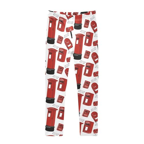 Envelope Letters Red Mailboxes Girls Leggings,Workout Leggings for Girls Toddler Athletic Leggings Size for 3-10T