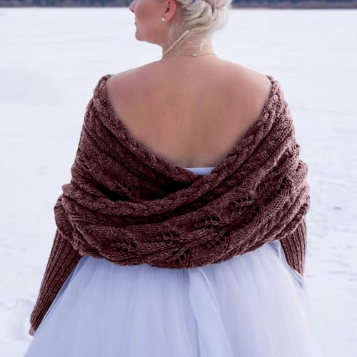 Scarf with Sleeves for Women, Womens Knitted Cable Wrap, Multifunctional Crochet Shrug Sweater Wrap with Sleeves for Women3