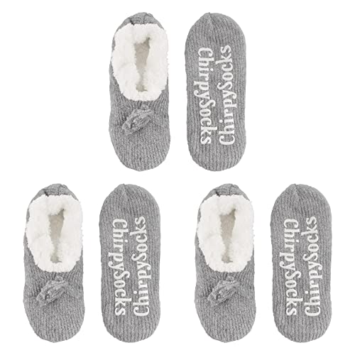 Image of BambooMN Adult Women Super Soft Warm Cozy Fancy Yarn Slippers Non-Slip Lined Socks, Indoor Comfy House Slippers, 3 Pairs