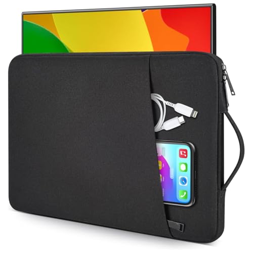 Capa para Notebook Aveludada com Alça e Bolso Externo, À Prova d'água, À Prova de Choque, 13-15,6 Polegadas, Preta (15,6 polegadas)