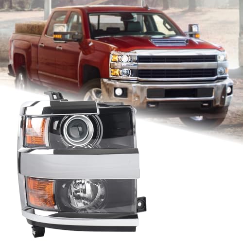 Duolctarms Chrome Projector Headlight Headlamp Assembly Compatible for 2015-2019 Chevy Silverado 2500HD 3500HD Right Passenger Side GM2503416 by Duolctrams - Used condition - US$171.33