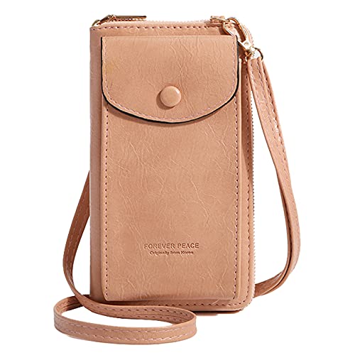 Aeeque Small Crossbody Bag Cell Phone Purses and Handbags Card Holder Wallets for Women Girls PU Leather Shoulder Clutch Wallet for iPhone 13 Pro Max 12 11 SE 2020 XS XR/Samsung S21 Ultra S20 - Pink