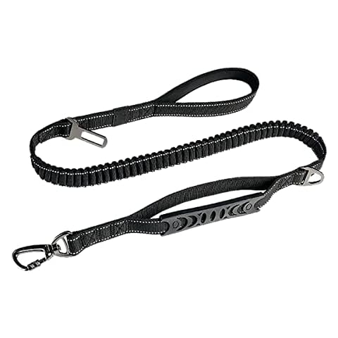 4FT/1.2M Strong and Stretchable Dog Lead with Durable High-Strength Hardware, Comfortable Padded Handle and Highly Reflective Threads for Small, Medium and Large Dogs (Black) Cover