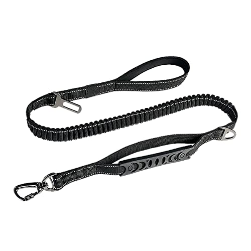 4FT/1.2M Starke und Dehnbare Hundeleine mit strapazierfähiger hochfester Hardware, komfortablem gepolstertem Griff und hochreflektierenden Fäden für kleine, mittelgroße und große Hunde (Schwarz) Cover
