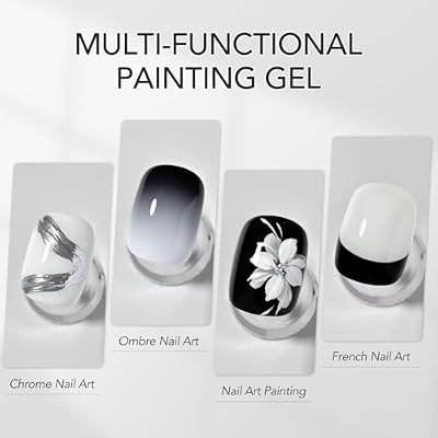 GAOY Black & White Painting Gel for Nail Art, No Wipe Creamy Gel Polish for Lines, Floral Designs, Patterns or French Nail Salon and Home DIY, UV Light Cure