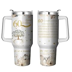 White 60th Wedding Anniversary Tumbler