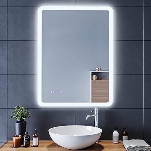 DUFU Badspiegel mit Beleuchtung LED Badezimmerspiegel 80x60cm Cover