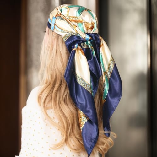 Silk Head Scarf for Women, 35x35 Skin-Friendly Elegant Square Scarf, Soft & Breathable Satin Head Scarf for Women Girls Birthday, Wedding, Mother's Day Gift,Silk Head Wrap for Sleeping4