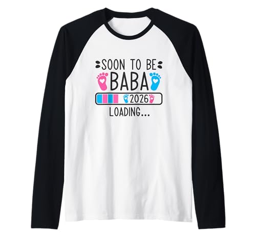 Hombre Soon to Be Baba 2026 Loading Pregnancy Anuncio 2026 Camiseta Manga Raglan
