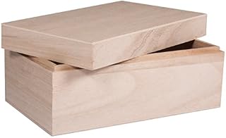 Rayher 62815000 Natural Wood Box with Lid for Craft, DIY Wooden Keepsake Box, 20 x 12 x 9 cm