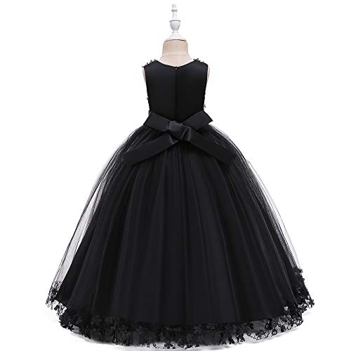 Weileenice Flower Girls Lace Party Dress Applique Little/Big Girl Wedding Formal Tulle Dresses Kids Prom Funeral Gown2