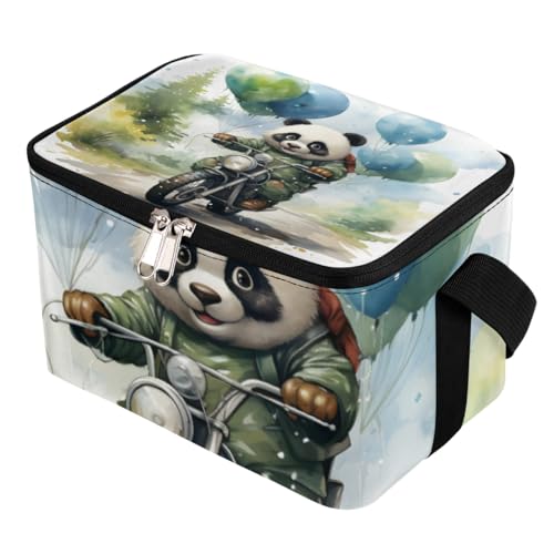 GzLeyigou Lunch Bags for Women Men 9 Cans,Panda On Motorcycle Hot & Cold Food Delivery Bag Insulated Grocery Bag Insulated Lunch Box Panda Cooler Bag for Office Work Picnic Beach