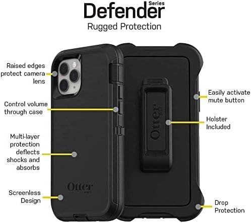 OtterBox Defender Screenless Series Case & Holster for iPhone 11 PRO (NOT 11/11 Pro Max) Non-Retail Packaging - Black - Image 6