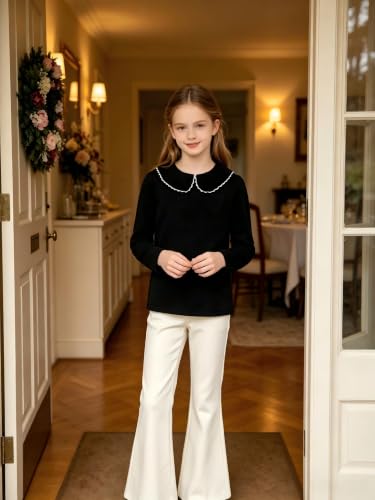 Image of LYSMuch Toddler Girl Long Sleeve Peter Pan Collar Top