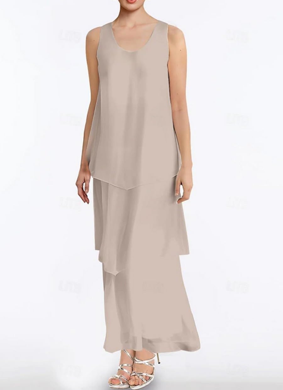 Traje de 2 piezas para madre de la novia, vestido de gasa para invitada de boda, trajes formales