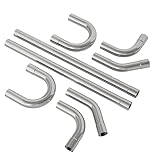 Jaxilyn Exhaust Pipe Kit 2.5 Inches Mild Steel DIY Custom Exhaust Kit Tubing Mandrel Bend Pipe Straight & U-Bend 16 Gauge Universal 8PCS