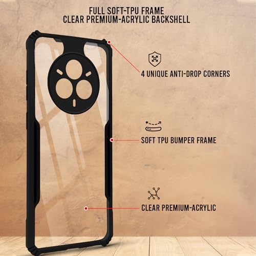 Image of Jkobi Back Cover Case for Realme 14 Pro (Shockproof with Polycarbonate Clear Panel | Professional Black)
