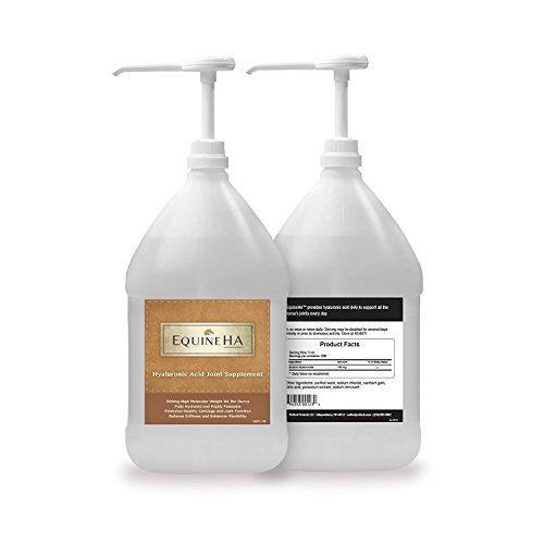 GREAT PRICE for best quality, fully-hydrated (liquid) HYALURONIC ACID joint supplement: Equine HA, 128 fluid ounces, with free pump